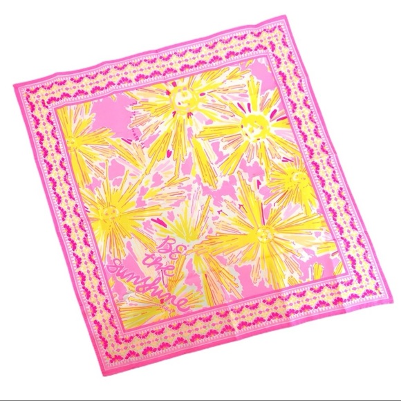 🌞 Lilly Pulitzer, "Be The Sunshine" Bursting Floral Bandana Scarf - Picture 13 of 16